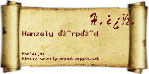 Hanzely Árpád névjegykártya